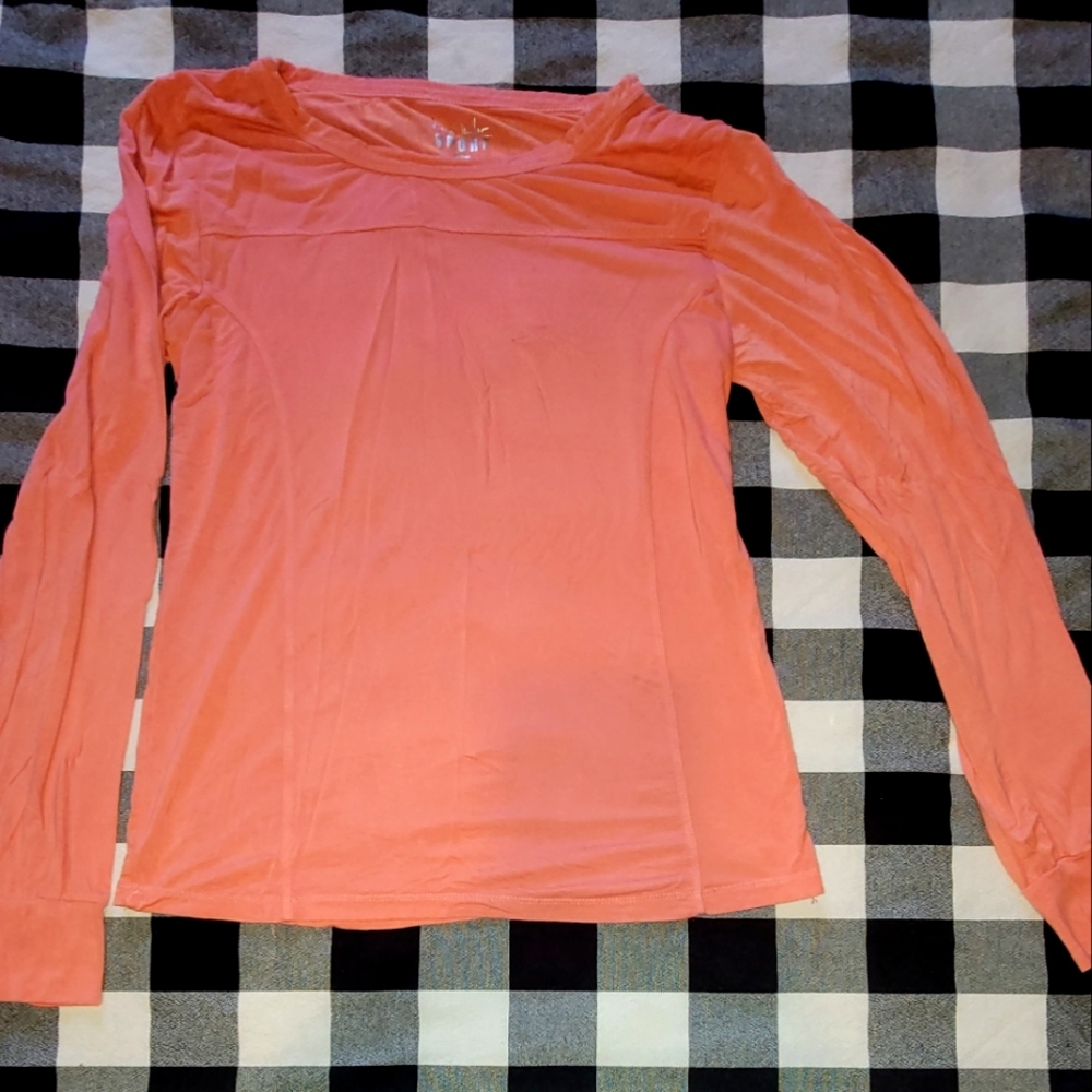 Nicole Miller sport long sleeve shirt, coral color,  xl fits like lg